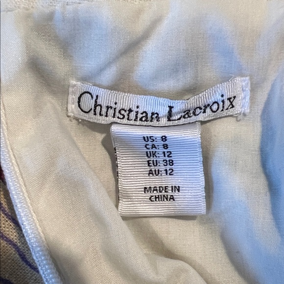 NWOT - Christian Lacroix - Floral Embroidered Strapless Linen Maxi Dress- Size 8 - Picture 8 of 12